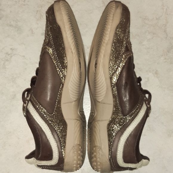 DIESEL Vintage Style Brown Leather Sneakers w Gold Trim - Women's 8-1/2 - Picture 5 of 12